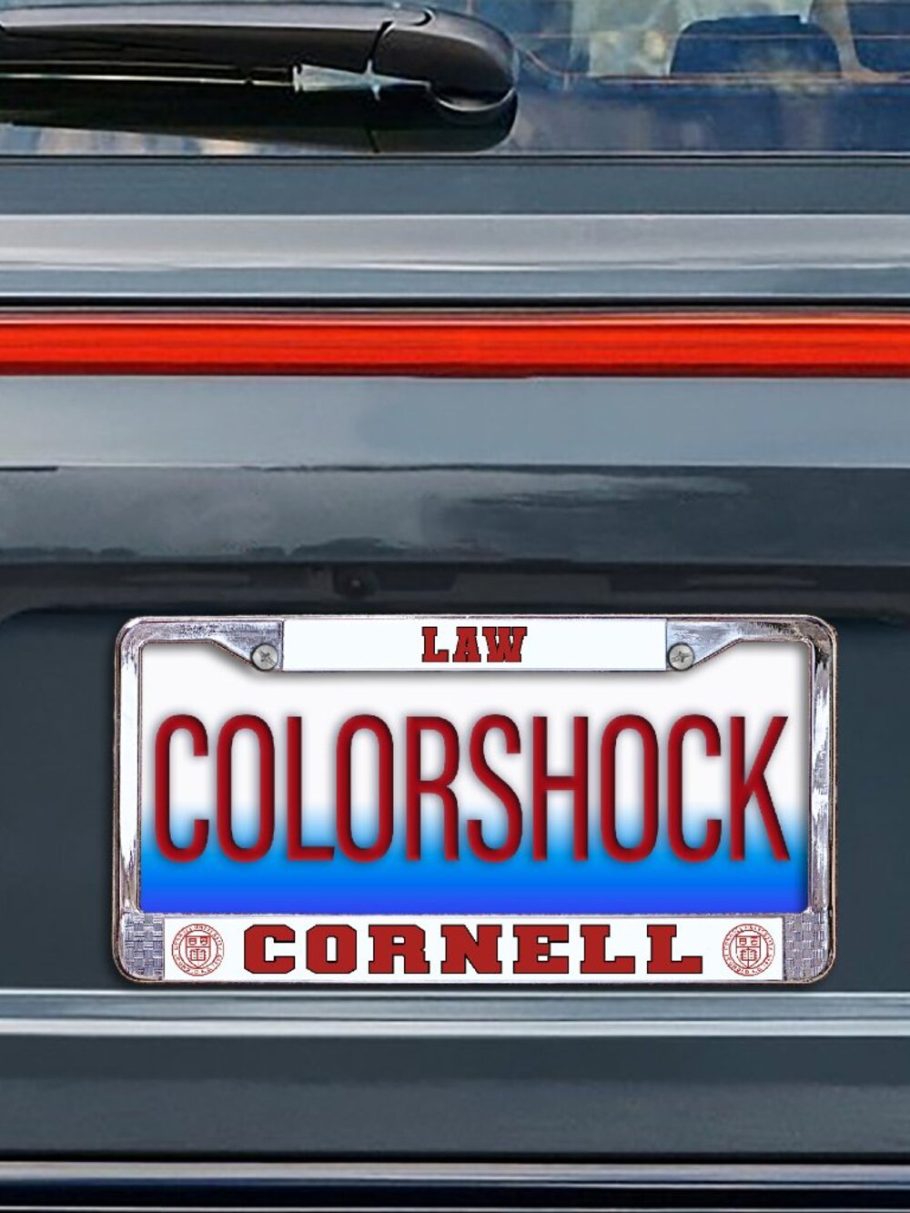 Cornell LAW on White Background Metal License Plate Frame (Officially Licensed)